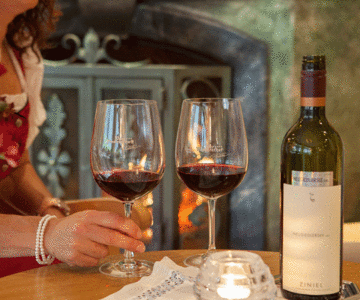 Red wine with glasses