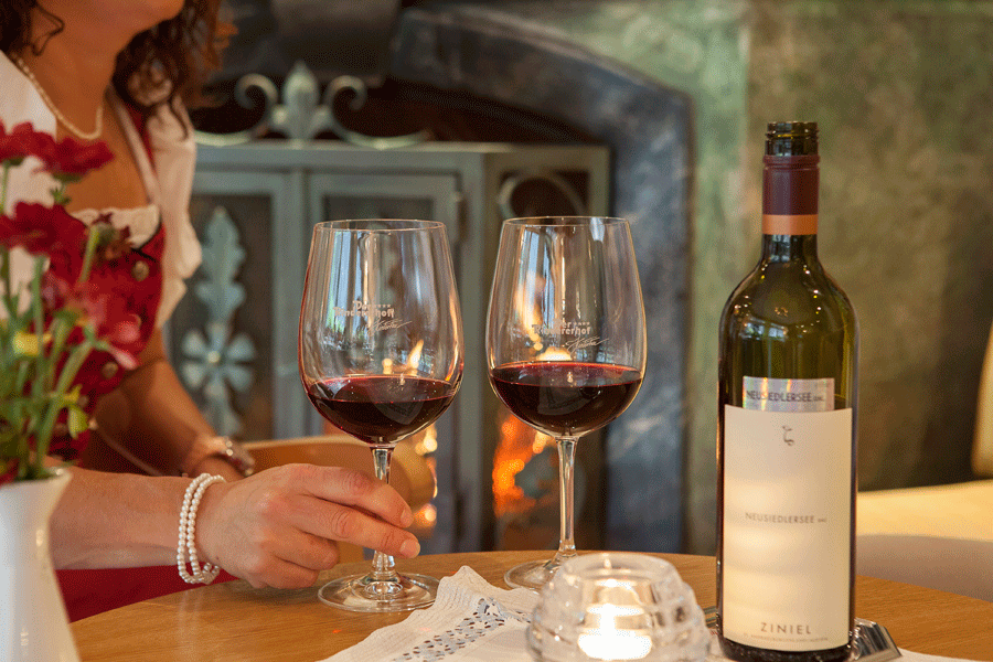 Red wine with glasses